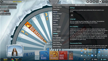 Pannello impostazioni Ice Fishing